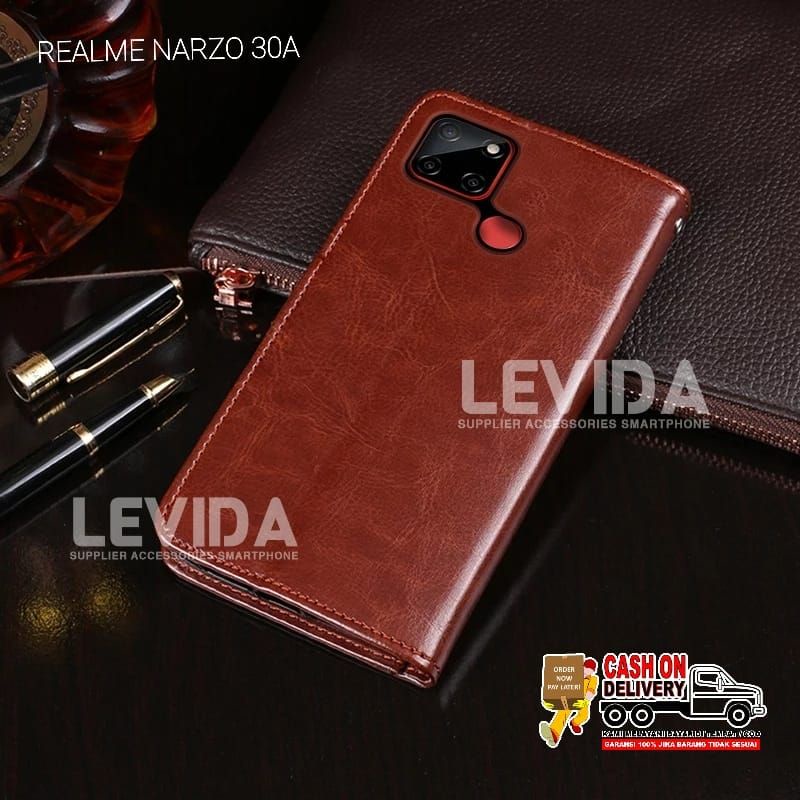 Realme narzo 50 5G Realme Narzo 30A Realme 8 5G Realme 8 Realme 8 Pro Flip Cover Kulit Leather Case 