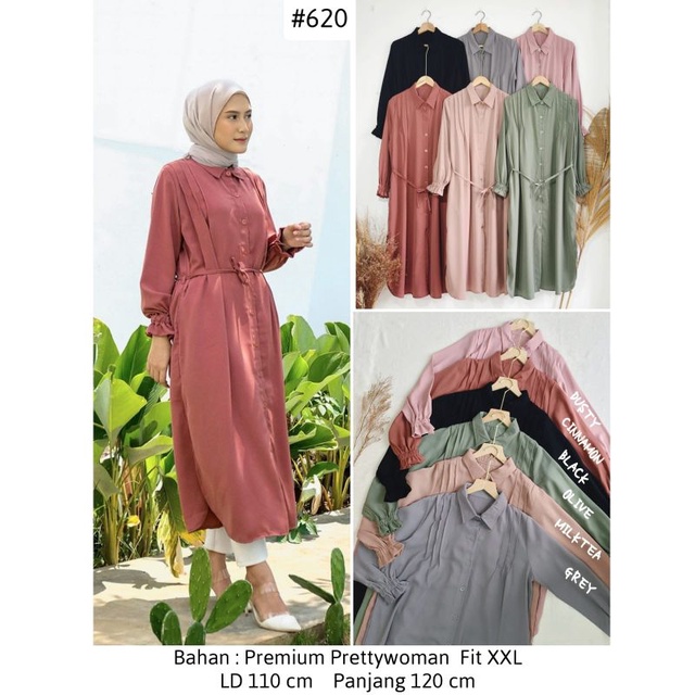 DR620 ( LUCIA pastel pintuck pleats shirtdress ).