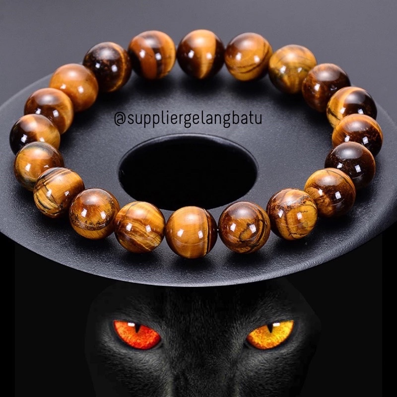 Gelang Pria Tiger Eye Premium Coklat Biru Hijau merah Hitam Ungu Zircon Black red