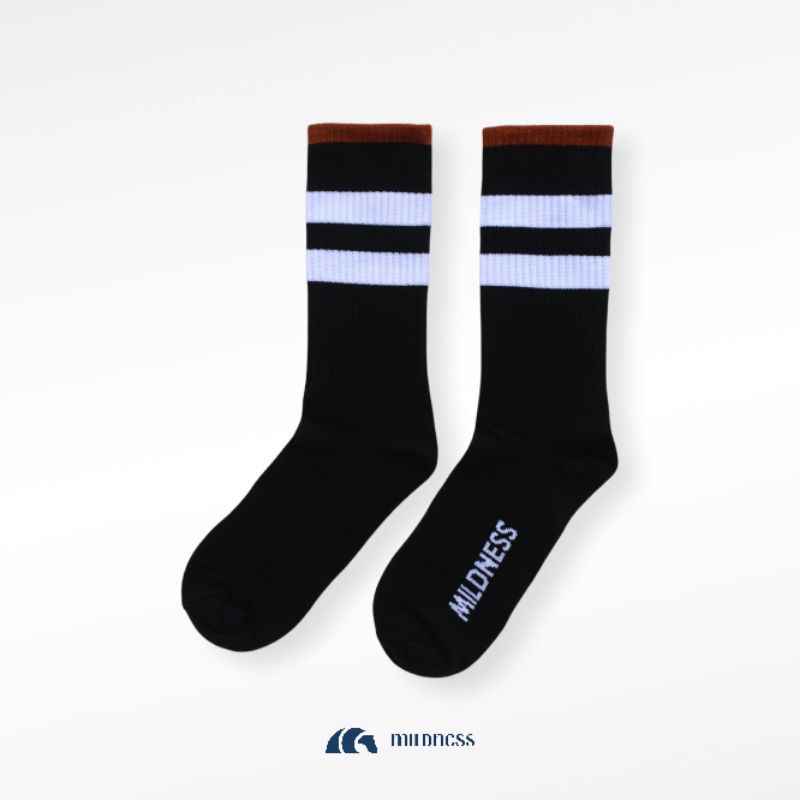 Mildness Kaos Kaki Motif Old School Hitam Panjang Tebal Premium Socks Pria Wanita