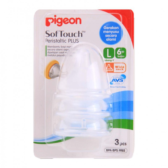 BOSU31 Pigeon Soft Touch Peristaltic Plus Nipple Dot Bayi isi 3 Pcs
