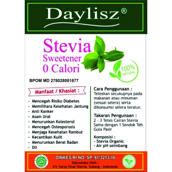 Gula Stevia Daylisz pemanis rendah kalori cocok untuk diet dan cegah diabet