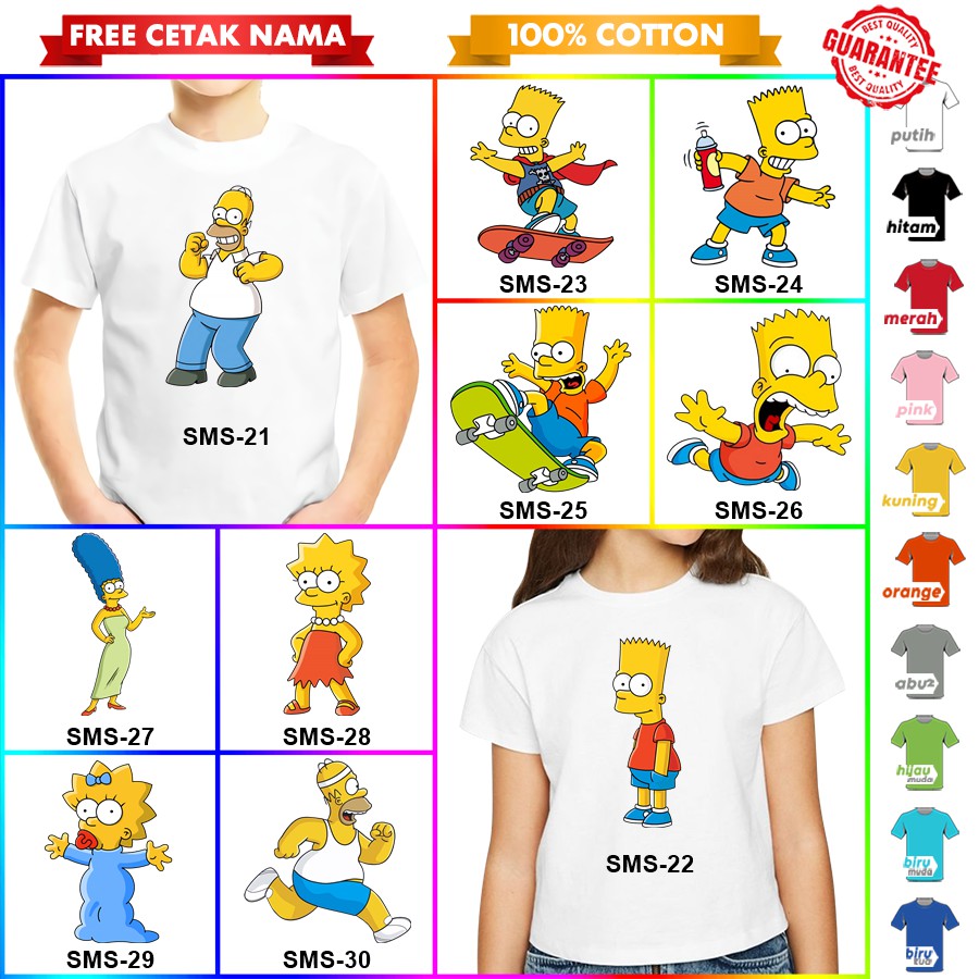 [FREE NAMA!!] Baju Kaos COUPLE ANAK DAN DEWASA SIMPSONS BANYAK MOTIF