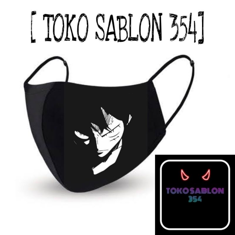 Masker kain ONE PIECE LUFFY /MARAH/ Masker hitam 3PLY / masker kain 3 lapis /KN95
