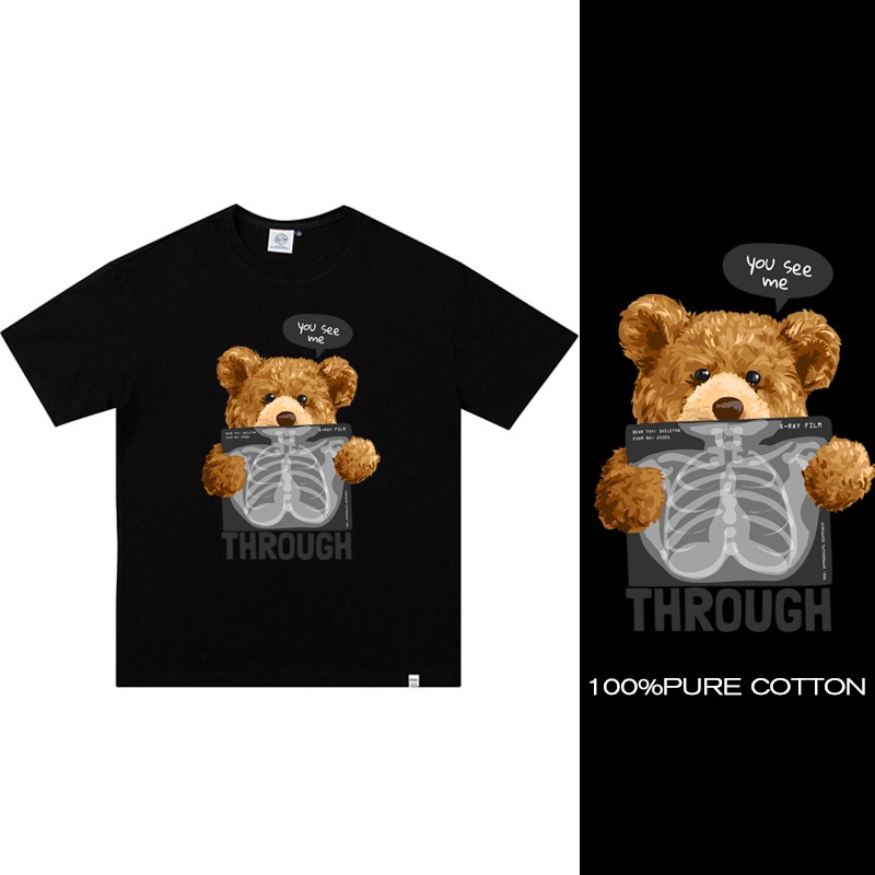 Summer Cartoon Bear Cotton T-shirt Atasan Kaos Kartun 2585 (S-XXXL)