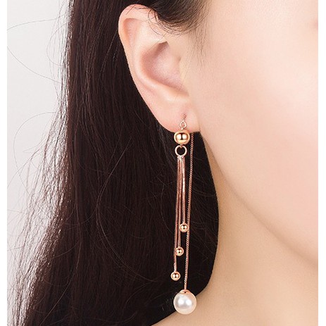 925 Perak Anting-Anting Panjang Wanita Pearl Lima Menunjuk Bintang Beruntung Daun Rumput Rumbai Ornamen