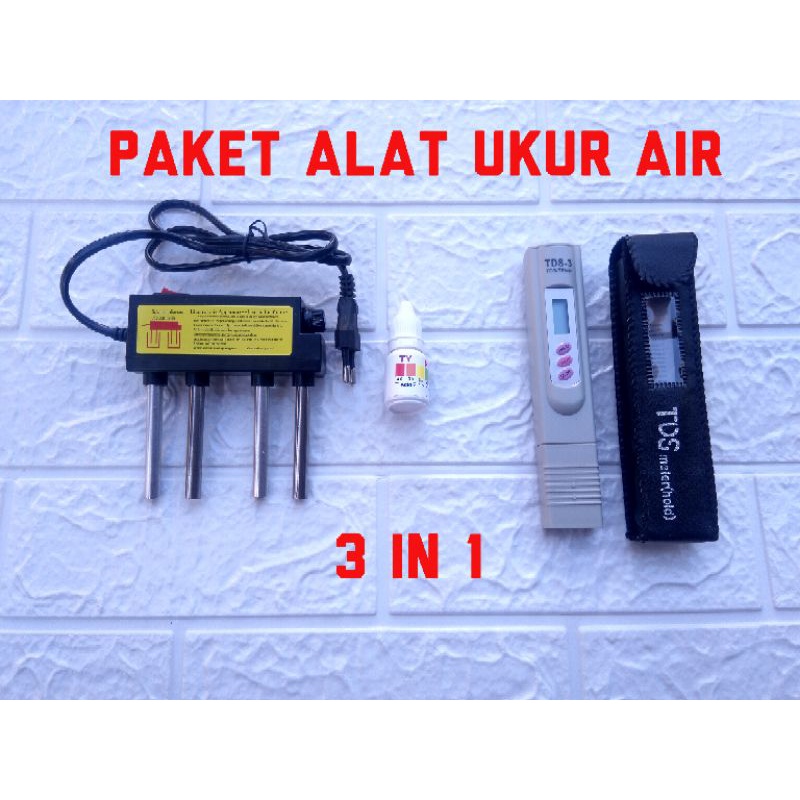 paket alat ukur air pH tester cair , tds meter dan elektrolyzer elektrolisa air