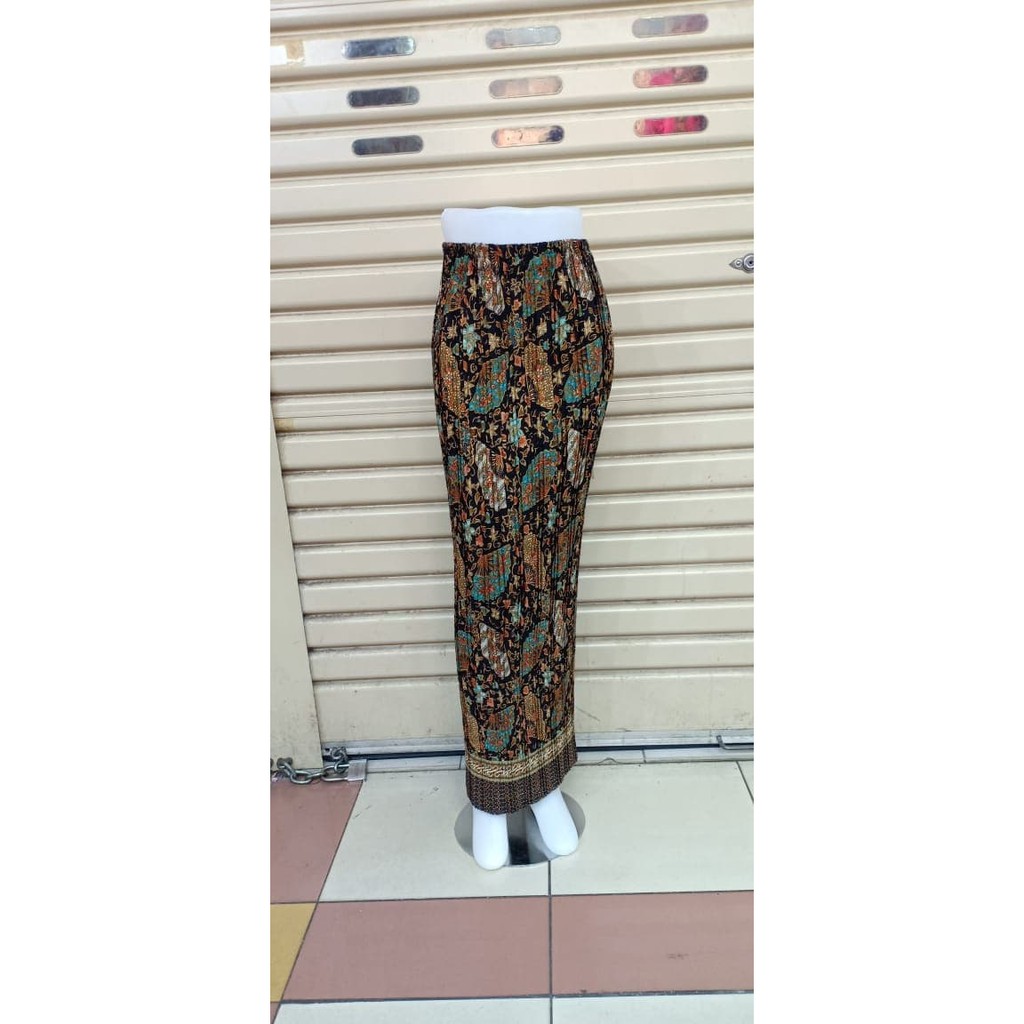 Rok Plisket Motif Kipas Hijau / Rok Batik / Rok Murah