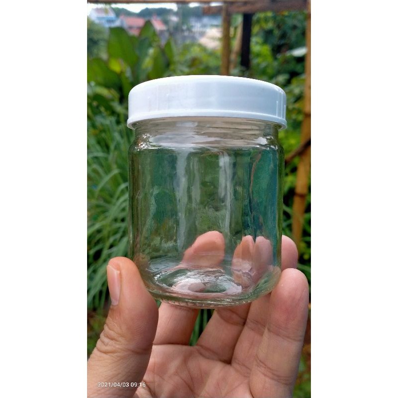 Botol.kaca.toples/jar.250ml.tutup.plastik