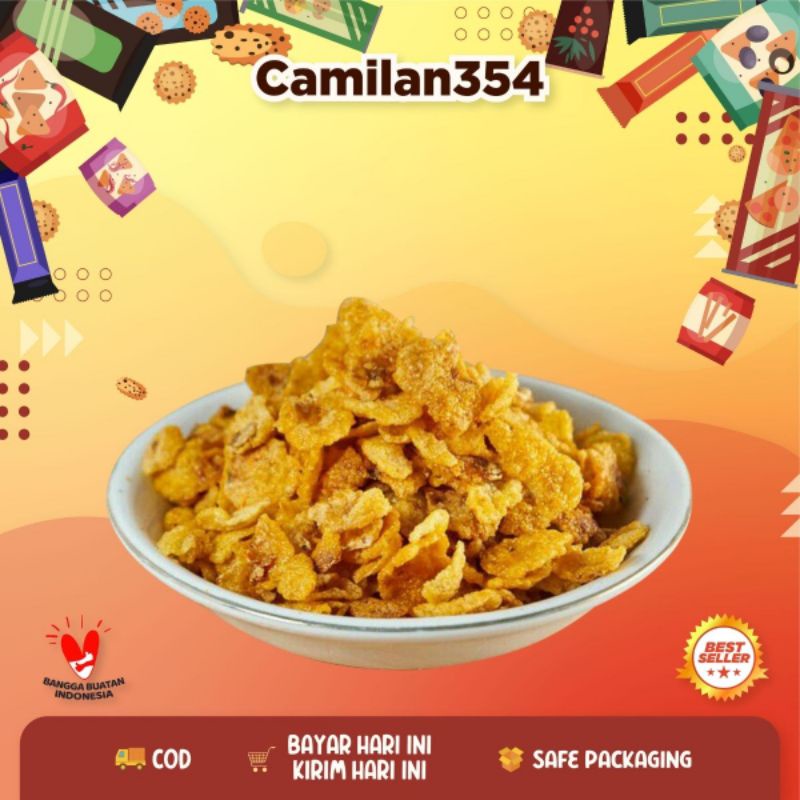 

Emping Jagung Gepeng Gurih - 250gr / Jagung Geprek Renyah / Corn Flake Original