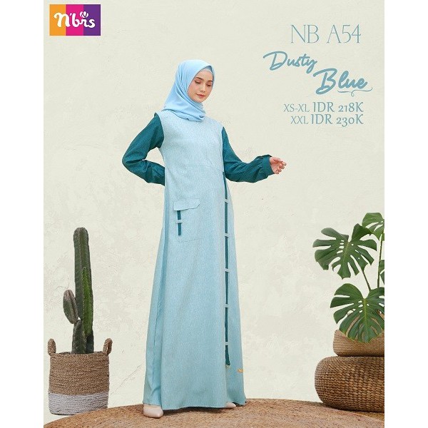 [BISA COD]BAJU GAMIS COUPLE MUSLIM SARIMBIT PASANGAN NIBRAS NB A54 DUSTY BLUE GAMIS PROMO LEBARAN