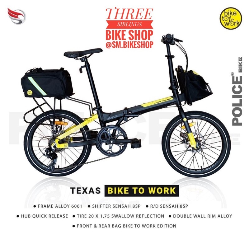 SEPEDA LIPAT ELEMENT POLICE TEXAS B2W EDITION 2021 20 INCH BLACK YELLOW
