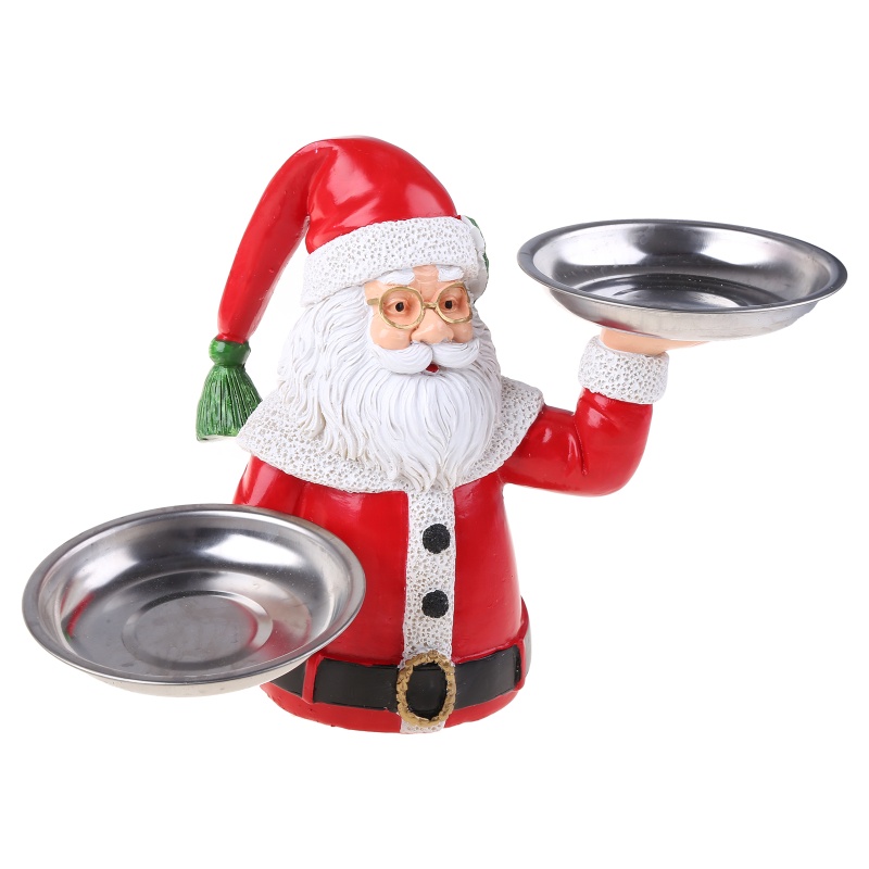 Zzz Piring Kue / Buah / Snack Bentuk Patung Santa Claus Bahan Resin Untuk Dekorasi Natal