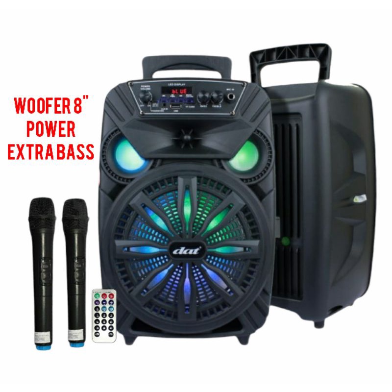Speaker Portable 8 inch DAT DT 806 Bluetooth Radio FM Free 2 Mic Wireless Speaker Karaoke Advan