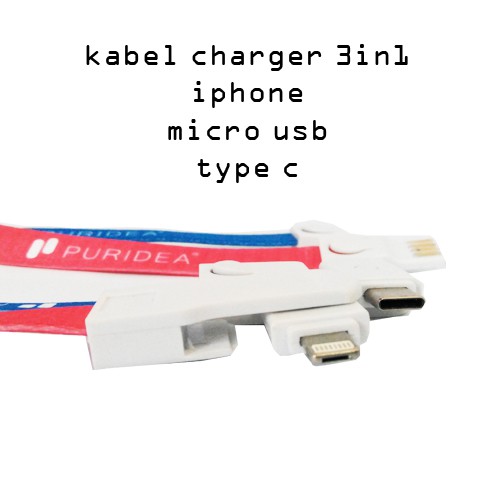 Kabel charger 3 in 1-iphone mikro usb dan type-c