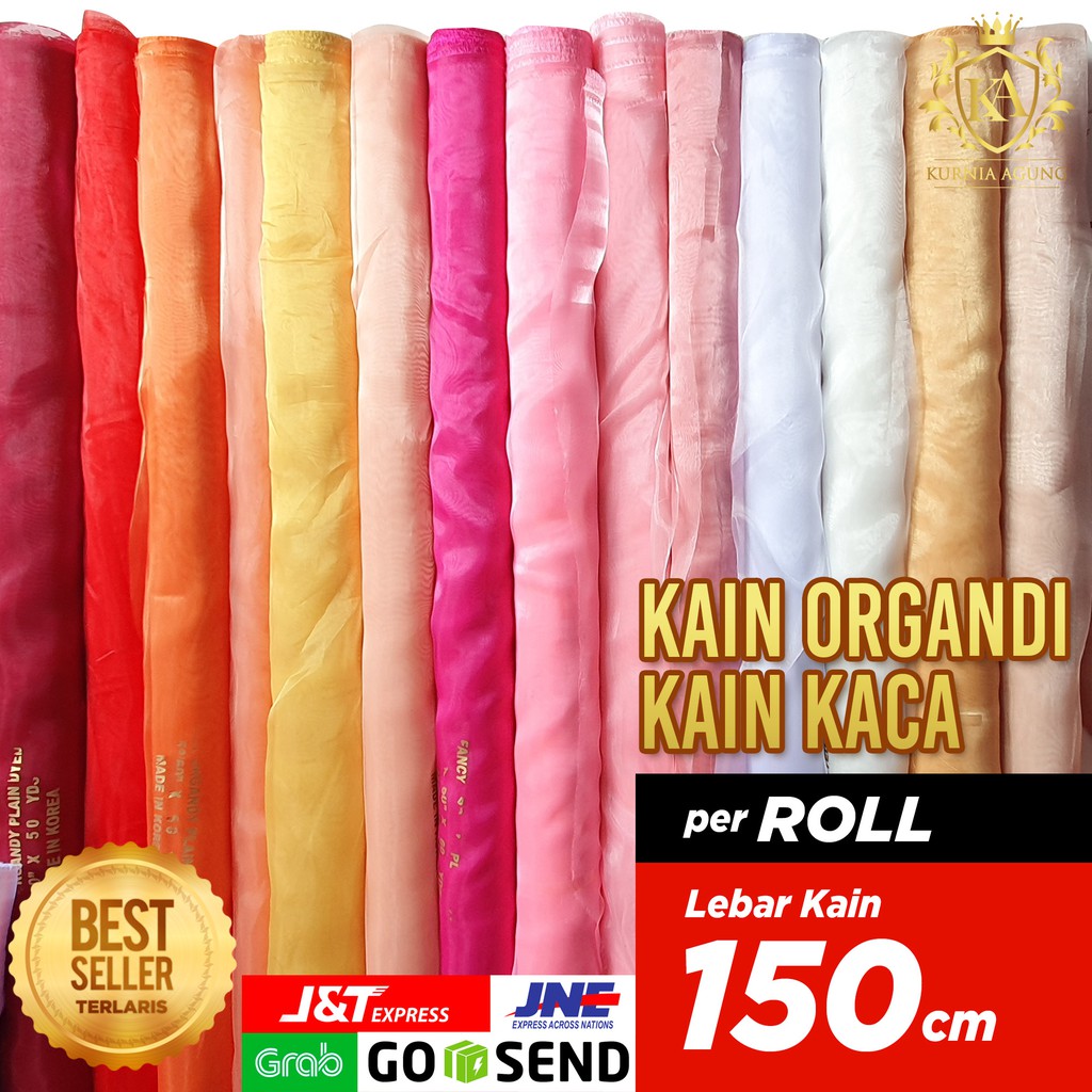 Kain Organdi Kain Kaca Lebar 150 cm Gulungan PerROLL 45 Meter Bahan Dekorasi Gaun Hijab Murah