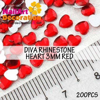 DEKORASI CLAY / RESIN / SLIME / NAIL ART RHINESTONE HEART 2.5 MM