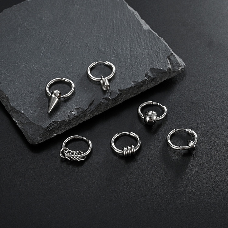 Anting Stud Bahan Stainless Steel Gaya Hip Hop Punk Korea Untuk Pria