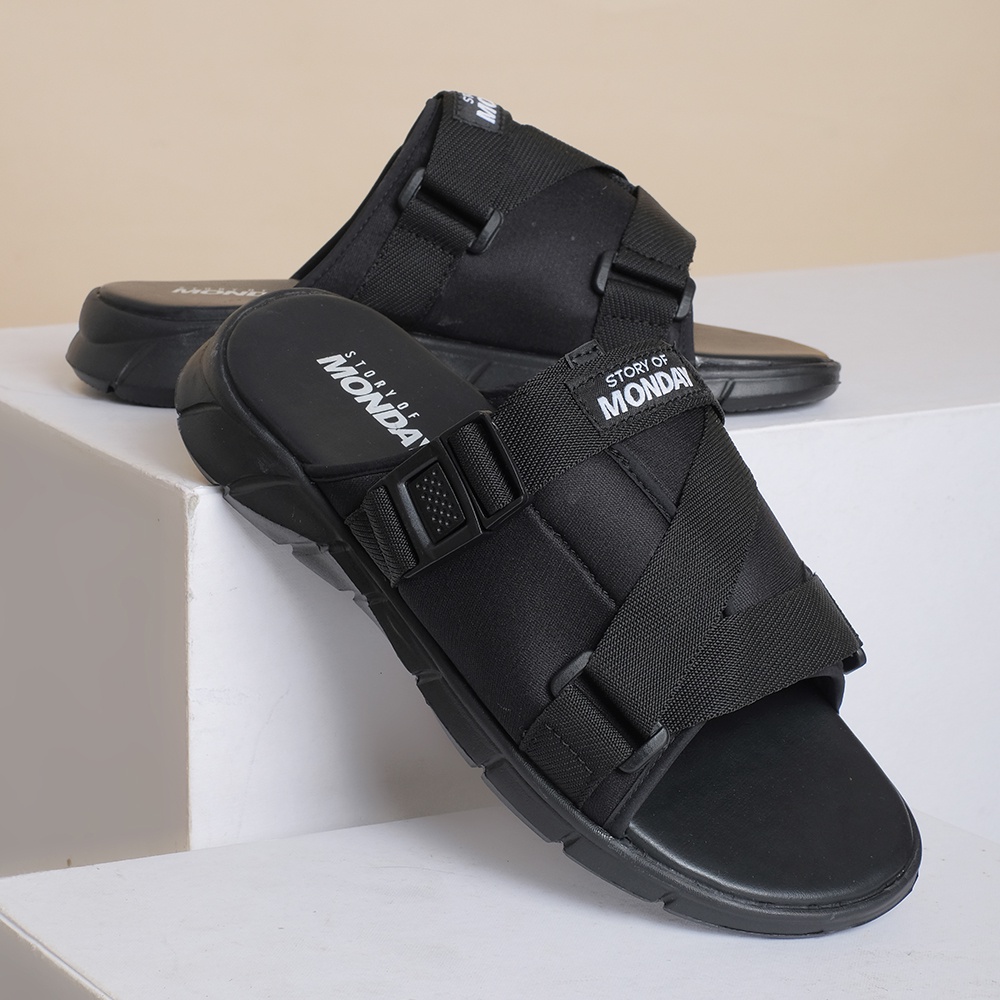 NOKO FULL BLACK |ManNeedMe x Monday| Sendal Pria Casual Sandal Gunung UNISEX ORIGINAL