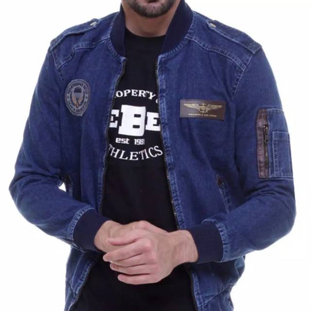 JAKET PRIA BOMBER JEANS ROCAFELA ORIGINAL DENIM