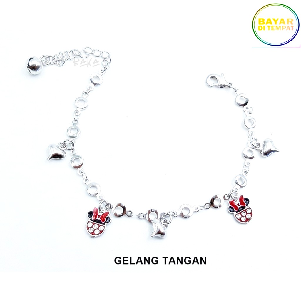 Raka Acc - Gelang Tangan Minnie Mouse Merah Xuping Gold &amp; Silver Perhiasan Lapis Emas 18k 177