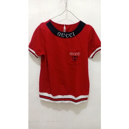 preloved baju kaos merah gucci