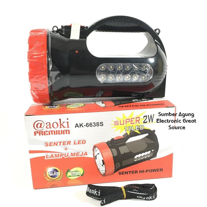 Senter Tangan Aoki AK6638S 6638 Super 2W 12 LED Senter LED Lampu Meja