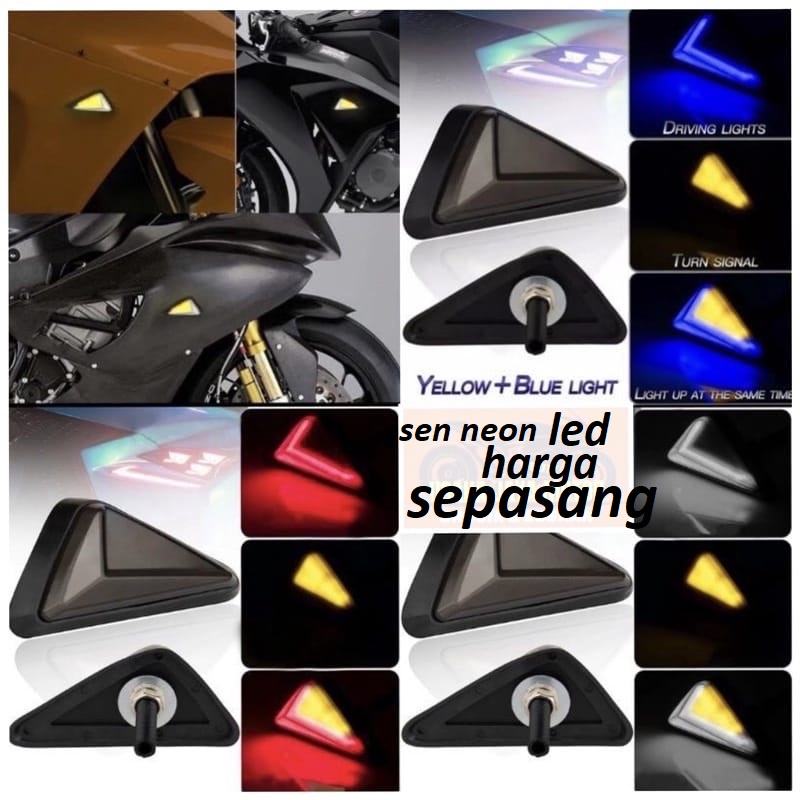 [neon] sen segitiga neon 2 mode sen tempel segitiga led neon sen ninja 250 r15 cbr UNIVERSAL harga 1 pasang