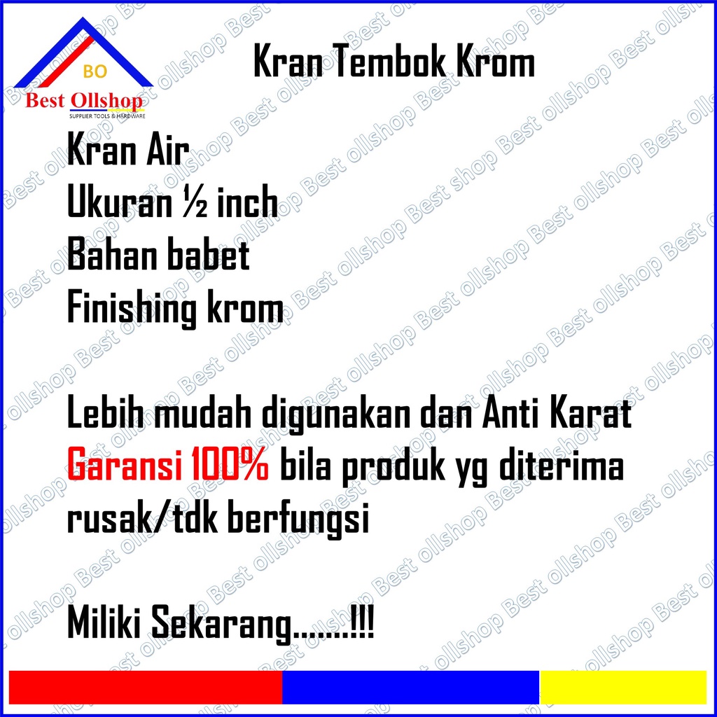 Kran air tembok crom engkol / baling 1/2 Keran Kamar Mandi