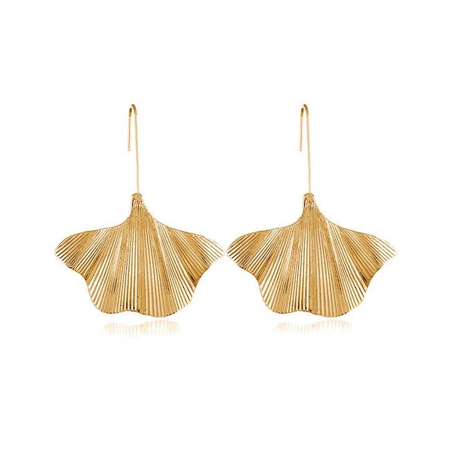 LRC Anting Gantung Elegant Color Leaf Shape Design Pure Color