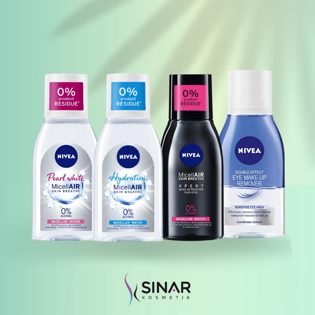 ✦SINAR✦ Nivea MicellAIR Skin Breathe Micellar Water Pearl White - Hydration - Expert Makeup Remover 125ml | Eye Makeup Remover 125ml