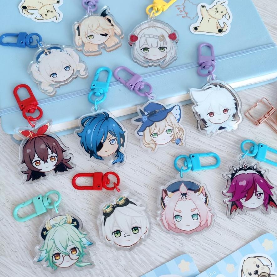 Mondstadt Peeps | Genshin Impact Keychain Gantungan Kunci | Diluc Klee Jean Albedo Venti Eula Mona R