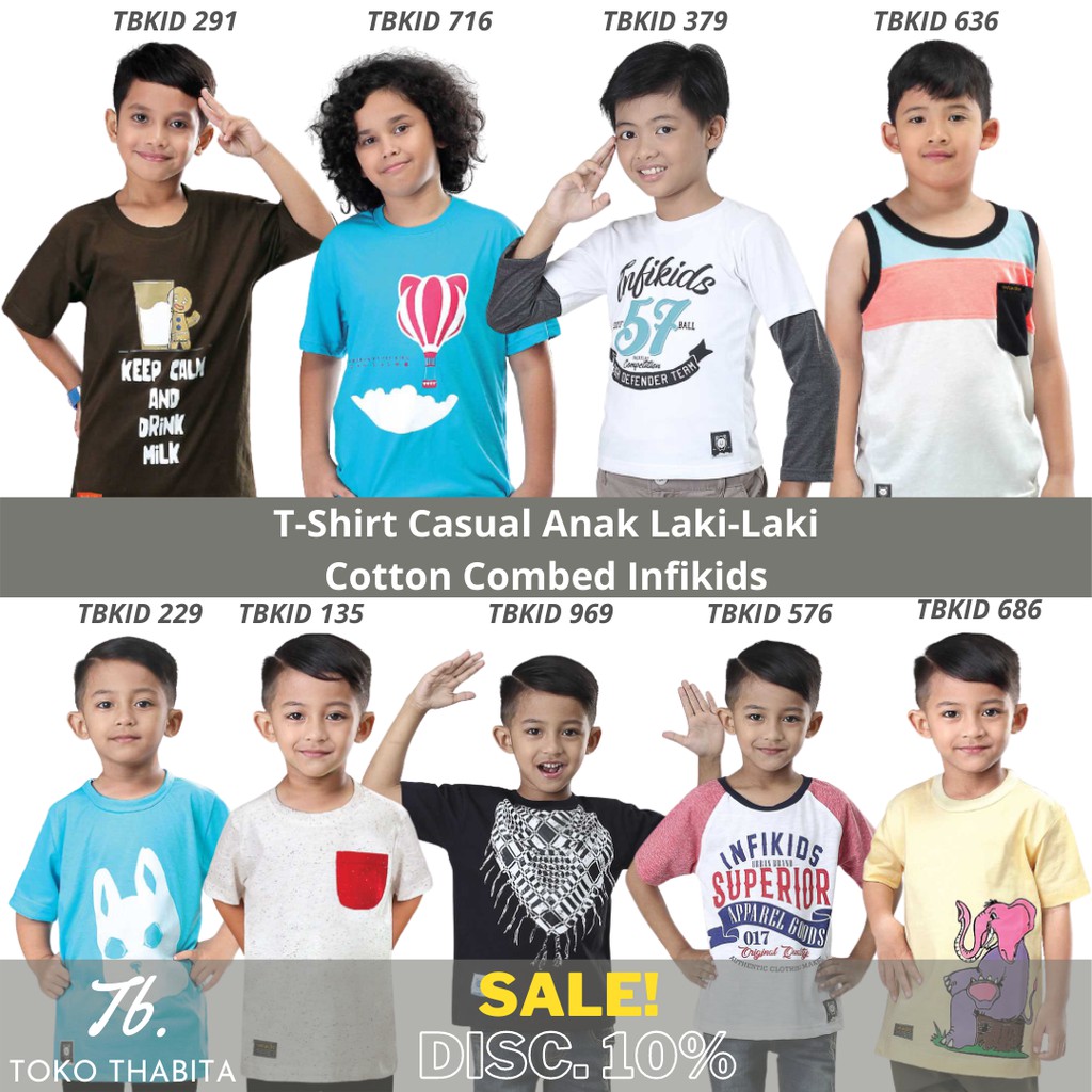 Kaos Anak Laki-laki Katun Combed T-Shirt Cowok Distro Infikids Original Lengan Pendek dan Tanpa Lengan