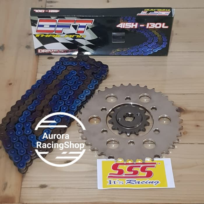 Q.W470 Gear Set SSS 415 Jupiter Z & Rantai DFT Blue Gold