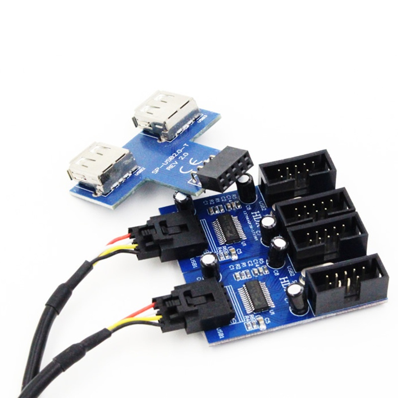 Btsg Motherboard Usb 2.0 9-pin Kabel Ekstensi Satu Ke Empat/One-to-Two Desktop Circuit Board Splitter Connector Adapter P