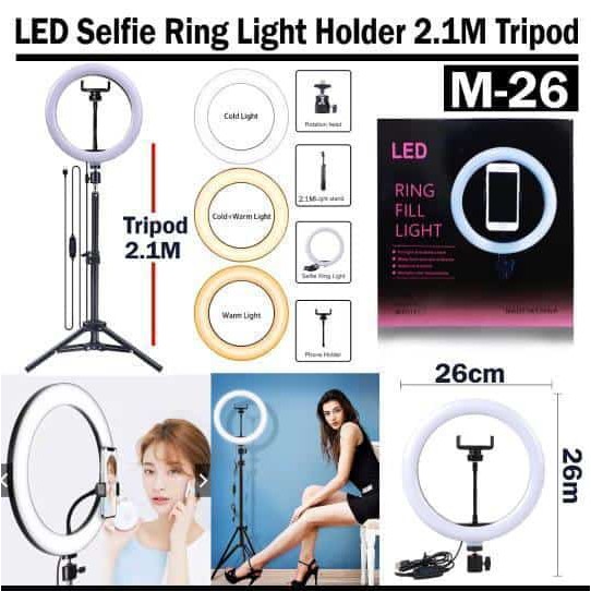 Ringlight 26cm CXB260 Lampu Led Ring Light youtube tiktok Make up Vlog + Tripod 2.1 M high quality