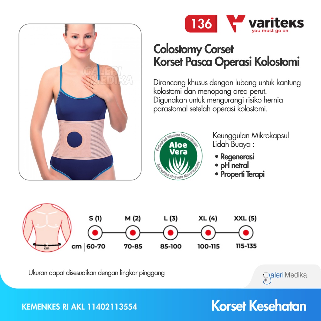 Korset Pasca Operasi Kolostomi Variteks 136 Colostomy Corset - Tersedia Lubang Untuk Kantung Kolostomi