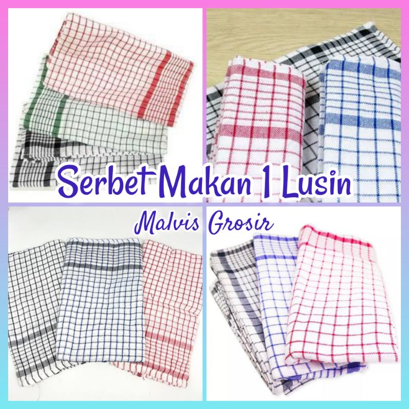 Serbet Makan 1 Lusin / Lap Makan Kotak / Serbet Dapur Lusinan / Lap Serbaguna 1 Lusin