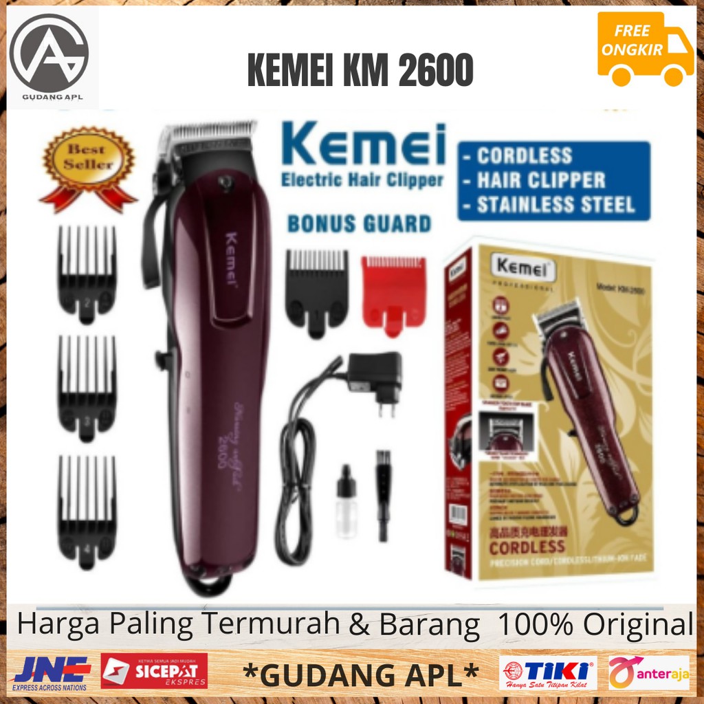KEMEI KM 2600 ALAT MESIN CUKUR POTONG RAMBUT - WIRELESS HAIR CLIPPER