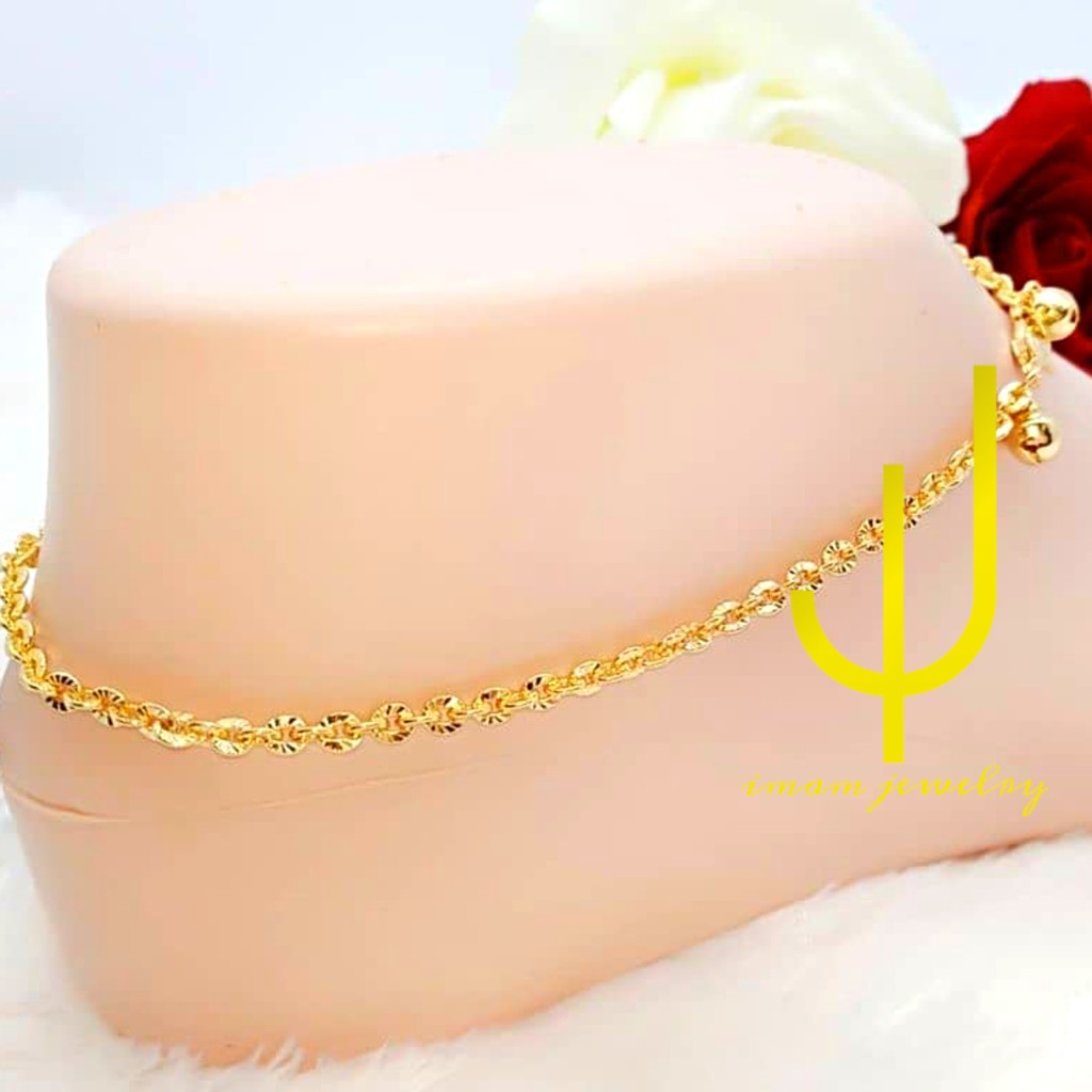 Gelang Kaki Tangan Wanita Titanium Asli anti karat Silver Perak Gold Emas Kuning Cantik Korea