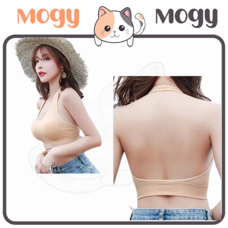 MOGYMOGY BRA519 Bra Sport Tanpa Kawat Halter Neck Tali Leher Backless Bra Olahraga Gym Yoga Sport bra