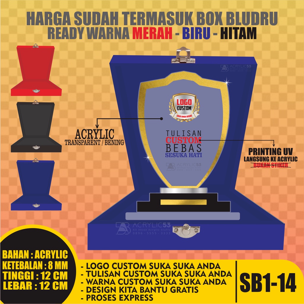 PLAKAT, PLAKAT AKRILIK, PLAKAT ACRYLIC, PLAKAT CUSTOM, VANDEL, PIAGAM PENGHARGAAN 15X10 + BOX SN34