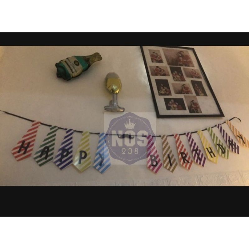 Banner Flag Happy Birthday Motif Dasi/Hologram