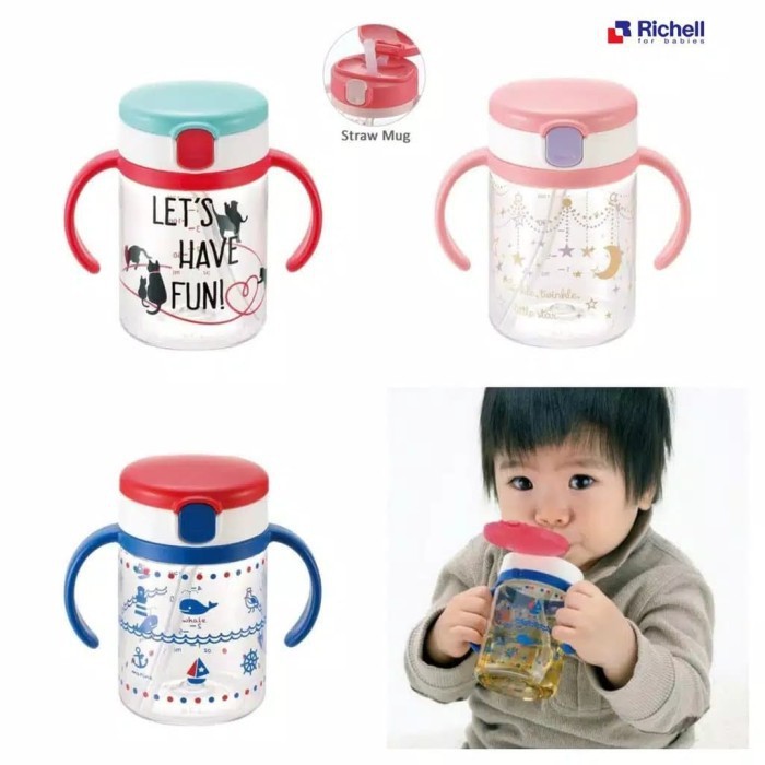 Richell Aquela Straw Bottle Mug Botol Minum Anak