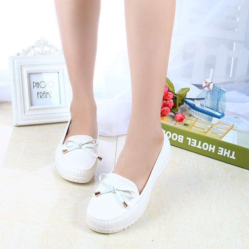 Sepatu jelly flatshoes perempuan dewasa motif pita