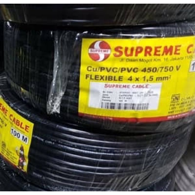 Kabel Supreme NYYHY 4x1.5 Serabut Hitam Meteran
