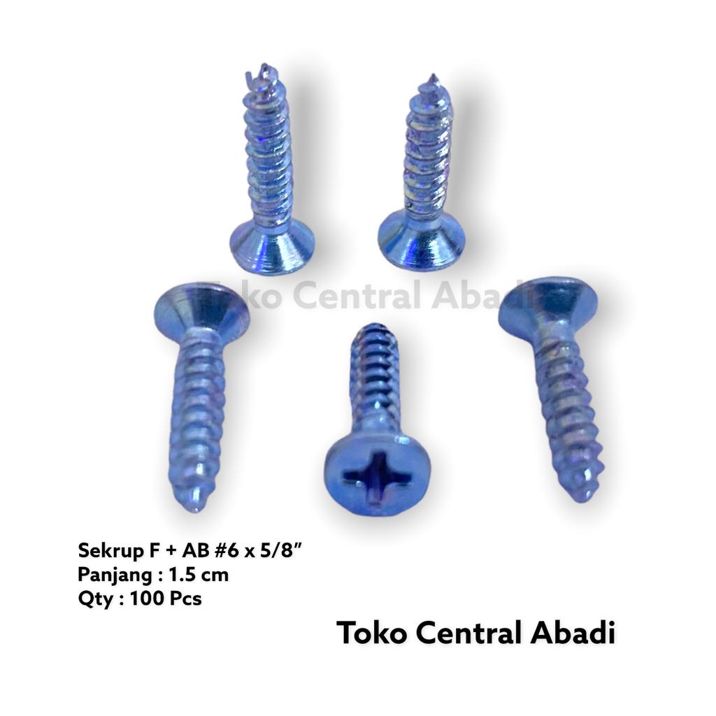 Sekrup F + AB # 6 X 5/8" isi 100 pcs / Sekrup GRC /  Sekrup Gypsum / Sekrup Kayu / Sekrup Kecil / Se