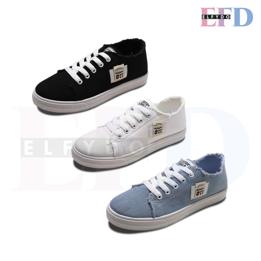 ELFYDO - SHS003 Sepatu Sneakers Tali Fashion Wanita Style Korea Sepatu  Jakarta Sepatu Kets Jeans