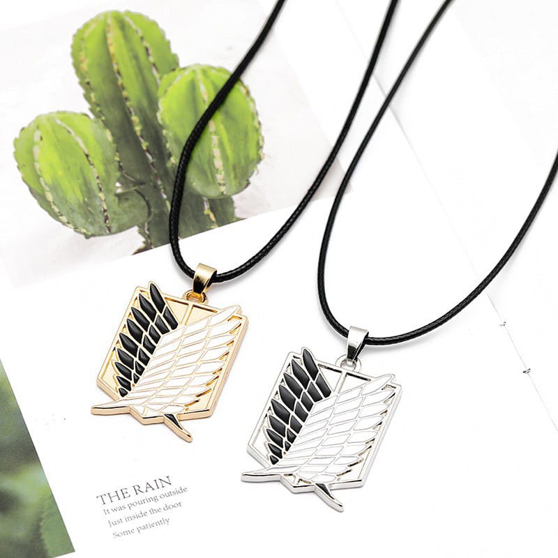 [Bisa COD] Kalung AOT Anime Attack On Titan Bahan Metal Cosplay Warna Silver Hitam