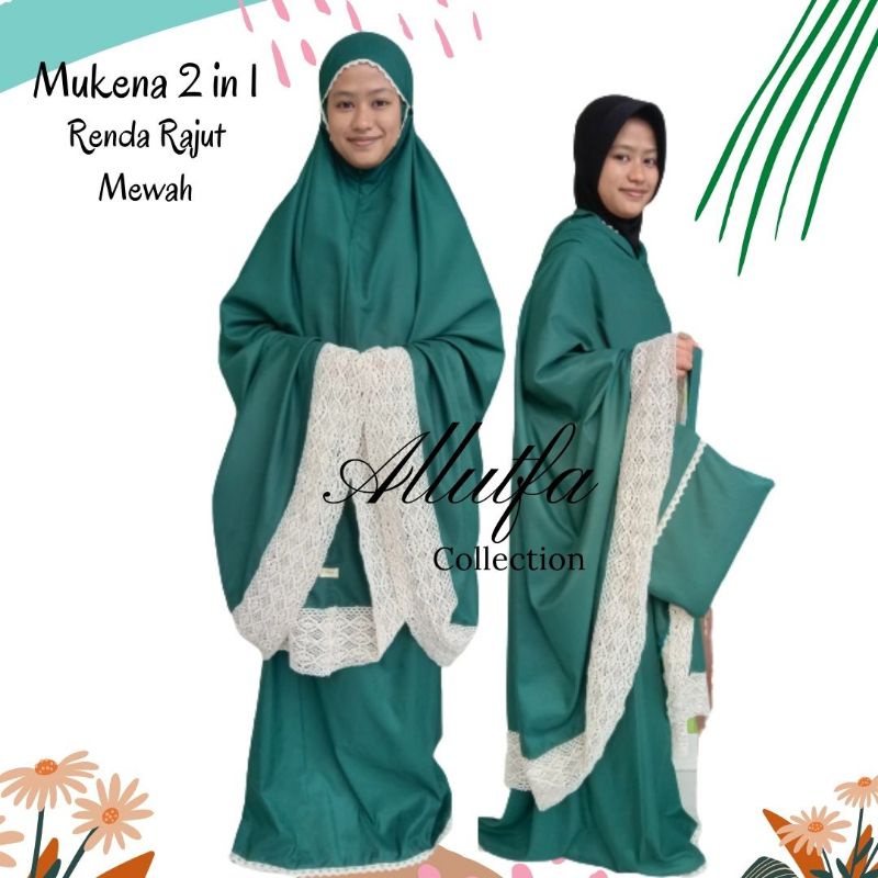 mukena 2 in 1 ponco katun mikro renda rajut jumbo